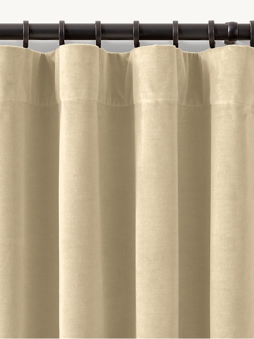 Restoration Hardware COTTON VELVET DRAPERY Panel Drapes ROD POCKET Sand 50”x92”